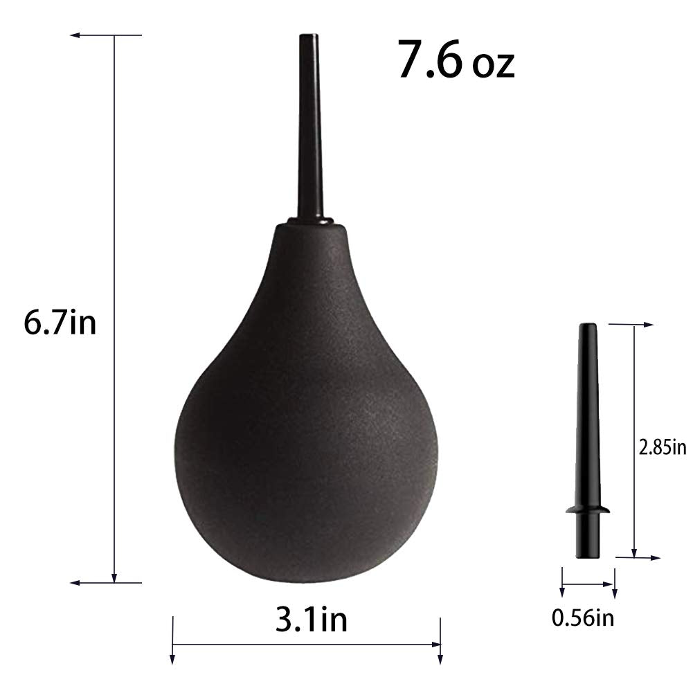 GNEGKLEAN Black Silicone Enema Bulb Kit 7.6oz Clean Anal Douche for Men Women with 19.7in